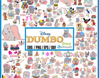 May include: A collection of Dumbo-themed digital designs. The image features numerous illustrations of Dumbo, the Disney elephant, in various poses and styles. The designs include the text "Dumbo", "Disney", and "Follow Your Dreams".