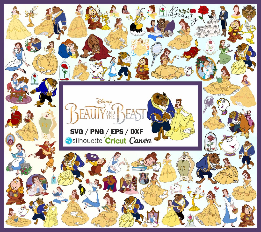 Beauty and Beast SVG, Belle PNG Clipart Bundle, Beauty and the Beast ...