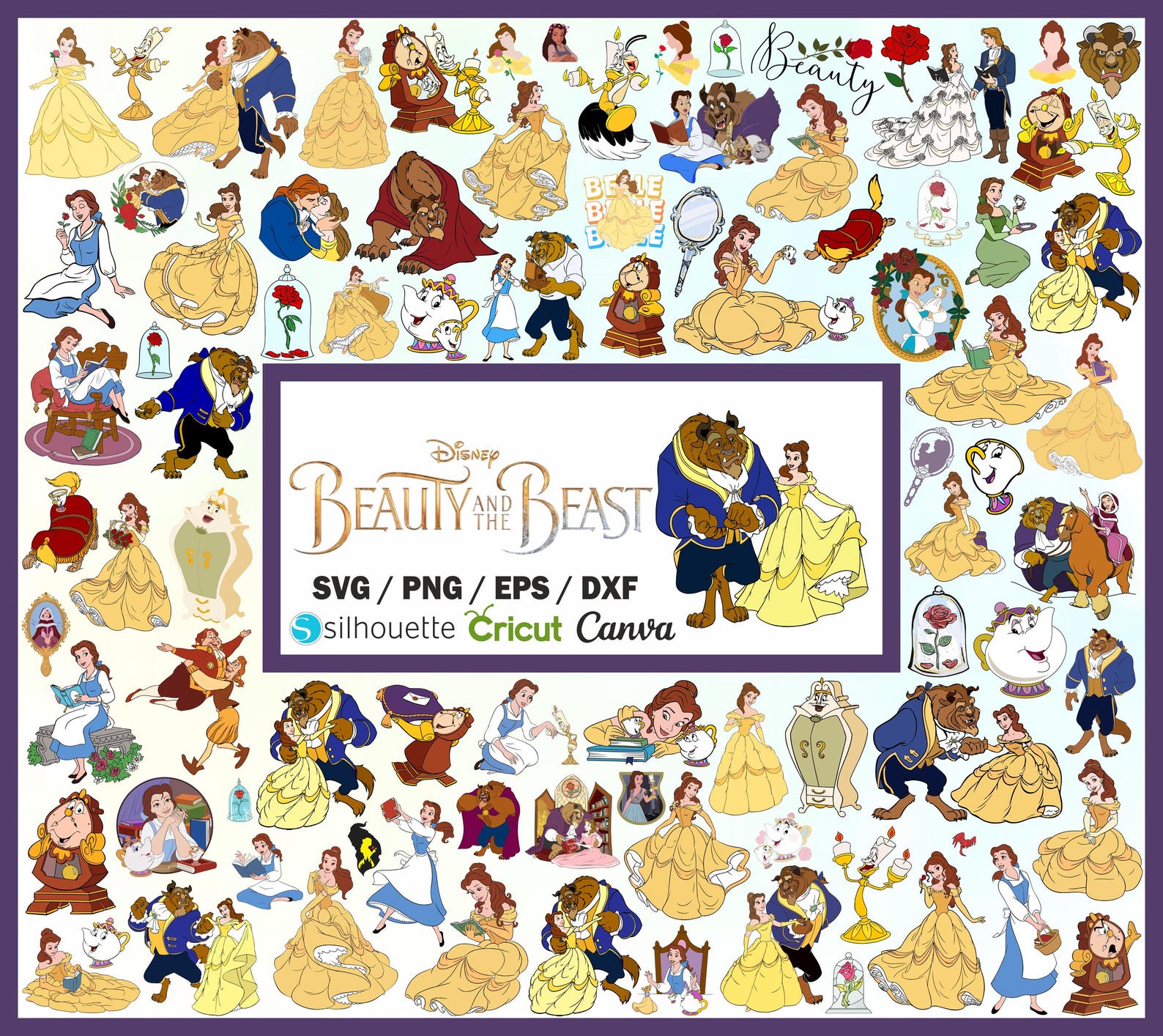 Beauty and Beast SVG, Belle PNG Clipart Bundle, Beauty and the Beast ...