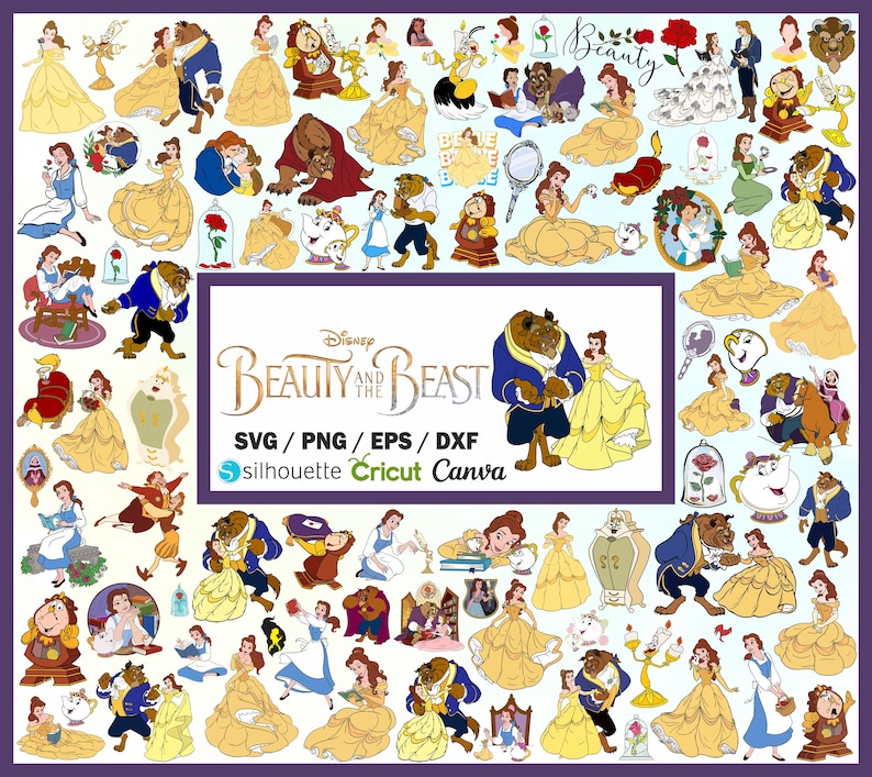 Beauty and Beast SVG, Belle PNG Clipart Bundle, Beauty and the Beast ...