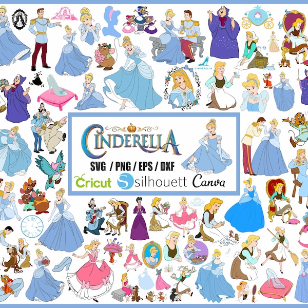 Cinderella Clipart: Transparent PNG Images (Instant Download)