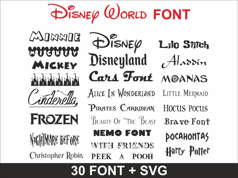 Cartoon Font Bundle 30 font SVG TTF Font For Cricut Silhouette Cutting Crafting Canva Font Download Digital File Commercial use Font Bundle image 1