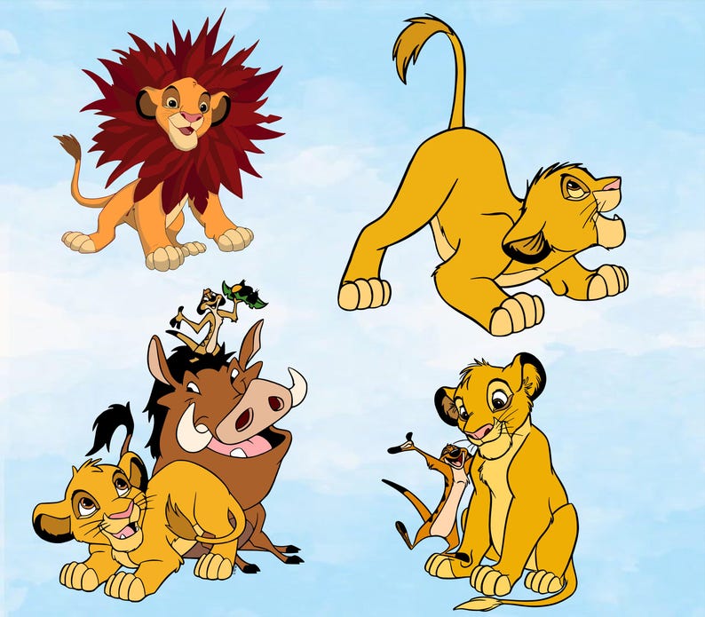 Happy Color Simba Runs Lion King SVG Mega Bundle: Simba, Hakuna Matata Clipart (instant ...
