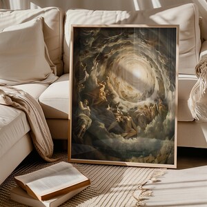 Corridor to the Clouds | Celestial Vortex Art Print | Divine Portal Fantasy Wall Decor | Surreal Cloud Heaven Scene | A018