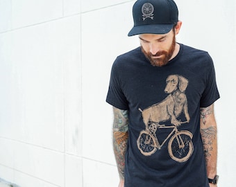 Dachshund Shirt - Screen Printed Shirt, Unisex Shirt, Dog Shirt, Bike Shirt - Dark Cycle Clothing