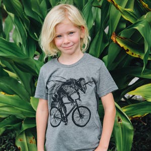 Bee Shirt - Bee Riding A Bicycle - Screen Printed Kids T-Shirt For Bee Lovers - Dark Cycle Clothing -Bike Shirt