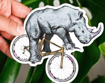 Rhino Sticker - Rhino Vinyl Sticker For Laptops, Cars, Water Bottles - High-Quality, Durable- Gifts For Rhino Lovers