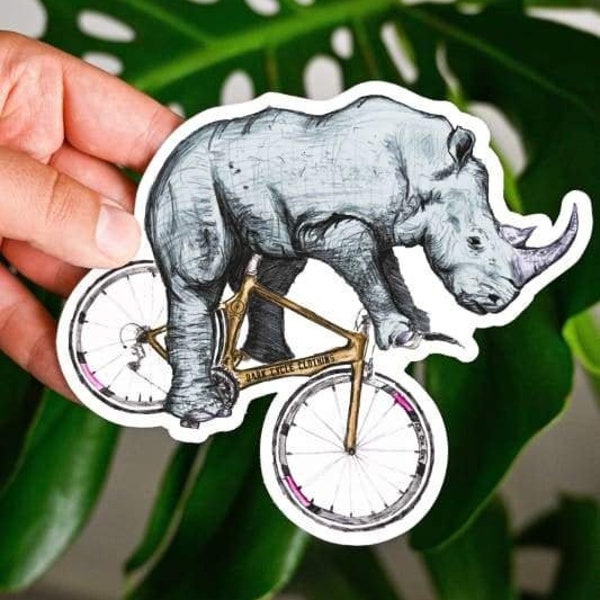 Rhino Sticker - Rhino Vinyl Sticker For Laptops, Cars, Water Bottles - High-Quality, Durable- Gifts For Rhino Lovers