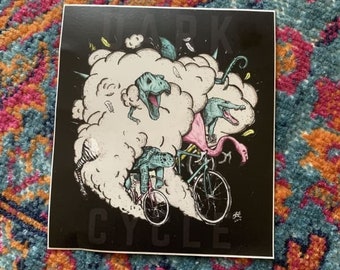 Creature Race Vinyl Sticker: Dinosaur Bikes, Laptop Decal