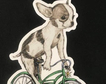 Chihuahua på cykelklistermärke: Slitstark vinyldekal