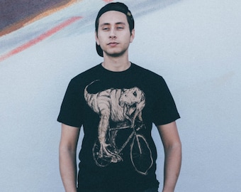 Camiseta unisex de ciclismo T-Rex - Camiseta de algodón serigrafiada a mano