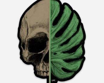 Split Skull Sticker - Split Skull Vinyl Sticker For Laptops, Cars, Water Bottles - High-Quality, Durable Stickers