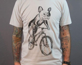 French Bulldog Bike Shirt: Hand Screen Printed Dog Lover Tee
