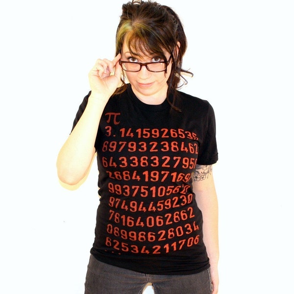 Pi Math Geek Ladies T-Shirt - American Apparel - Black Shirt - Available in S, M, L and XL