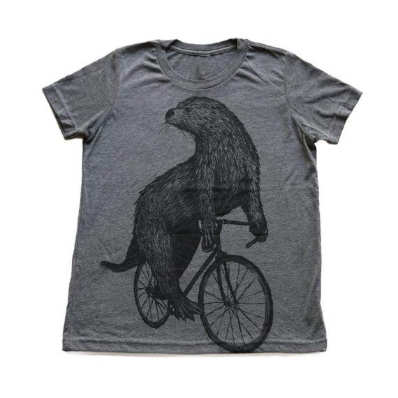 Otter Shirt an Otter Riding A Bicycle Screen Printed Kids | Etsy