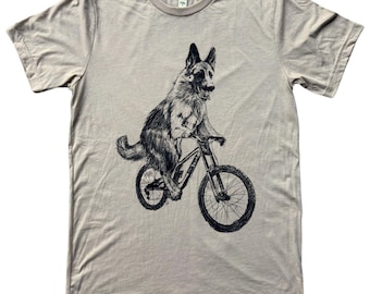 German Shepherd on A Bicycle Men's/Unisex Shirt
