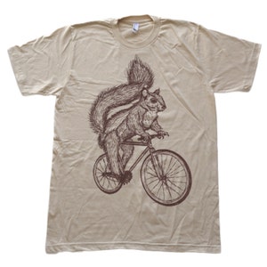 Squirrel Shirt - Squirrel Riding A Bicycle -Screen Printed Men's Unisex Shirt For Squirrel Lovers - Dark Cycle Clothing - Bike Shirt