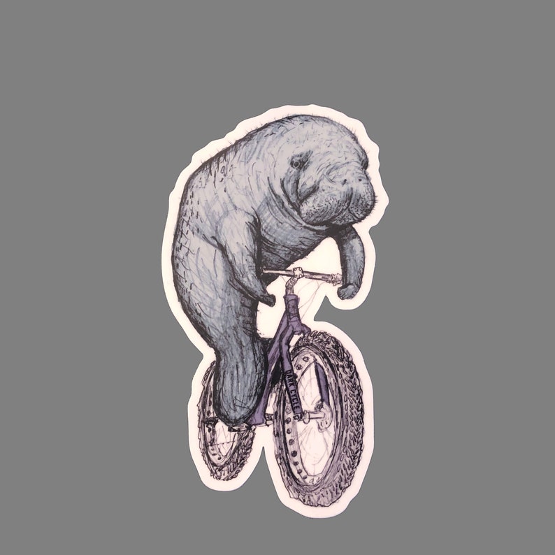Manatee Vinyl Sticker High-Quality Stickers, Durable Stickers, Manatee Lovers Dark Cycle Clothing image 1