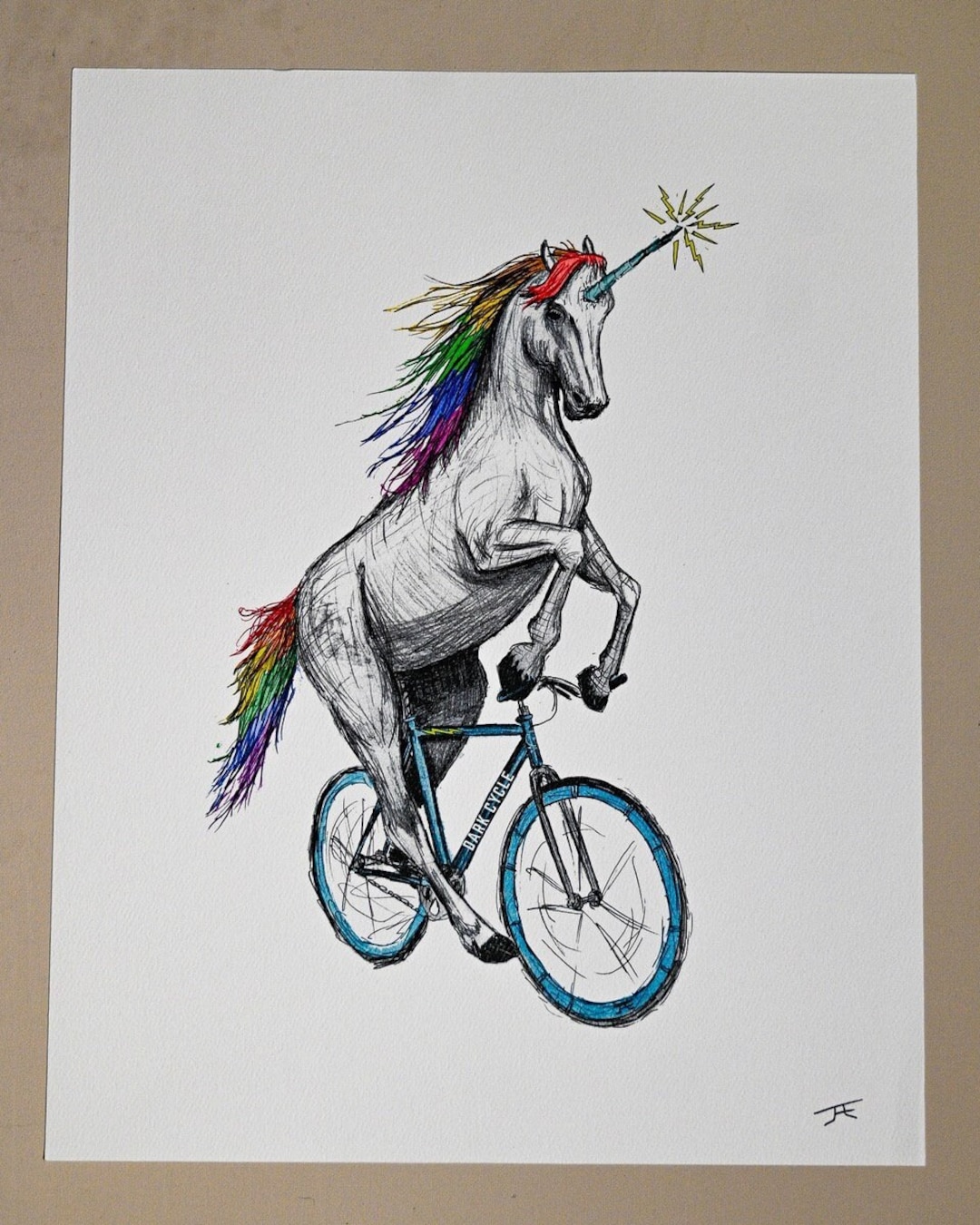 Unicorn on Bicycle Art Print: Whimsical Wall Decor (11x14) - Etsy