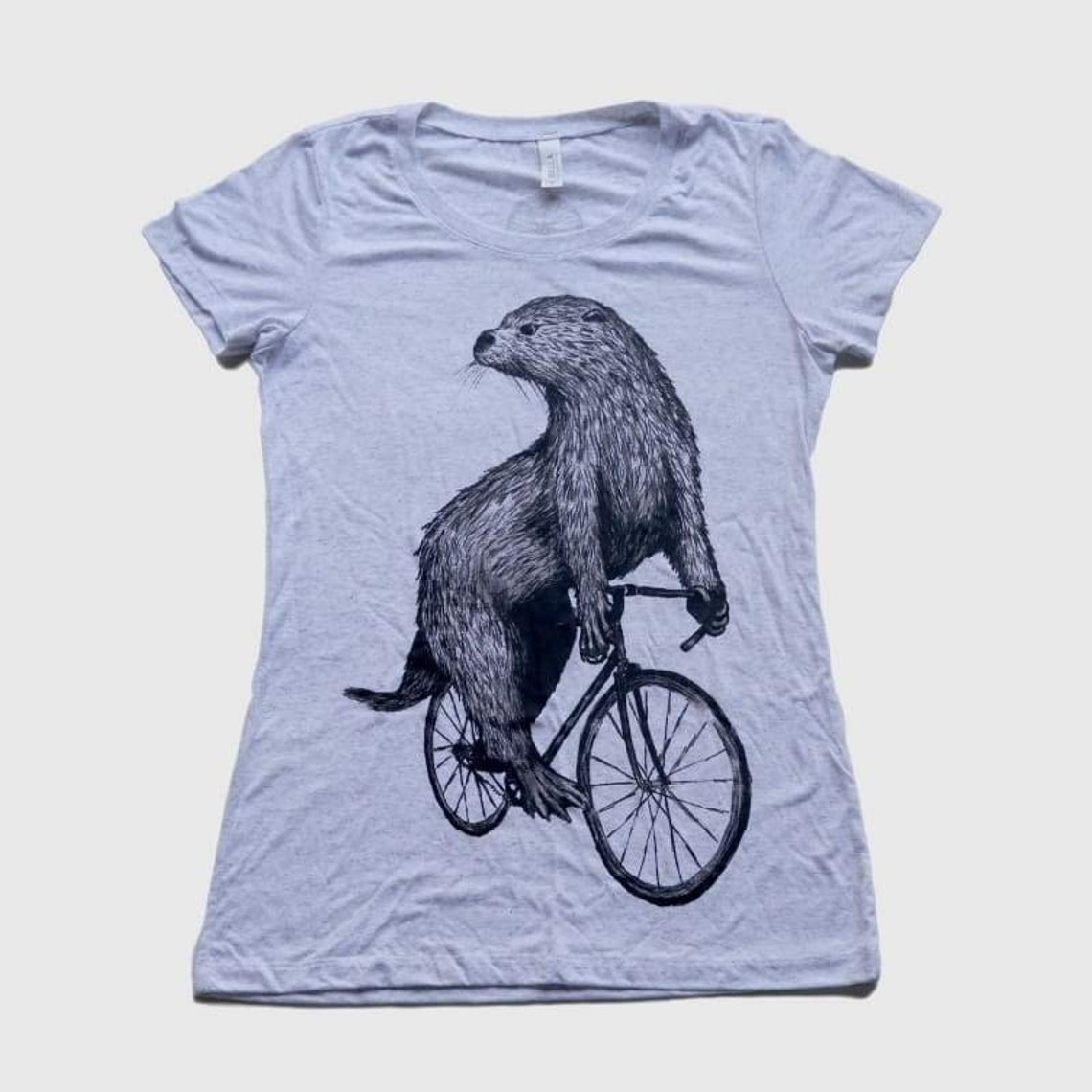 Otter Shirt an Otter Riding A Bicycle Screen Printed - Etsy