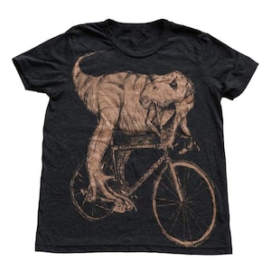 Tyrannosaurus Rex on a Bicycle Kids T- Shirt - T-Rex Riding A Bicycle -Screen Printed Kids Shirt For Dinosaur Lovers - Dark Cycle Clothing