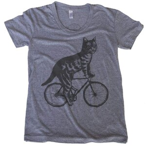 Cat on A Bicycle Women's T Shirt Cat Riding A Bicycle screen Printed ...