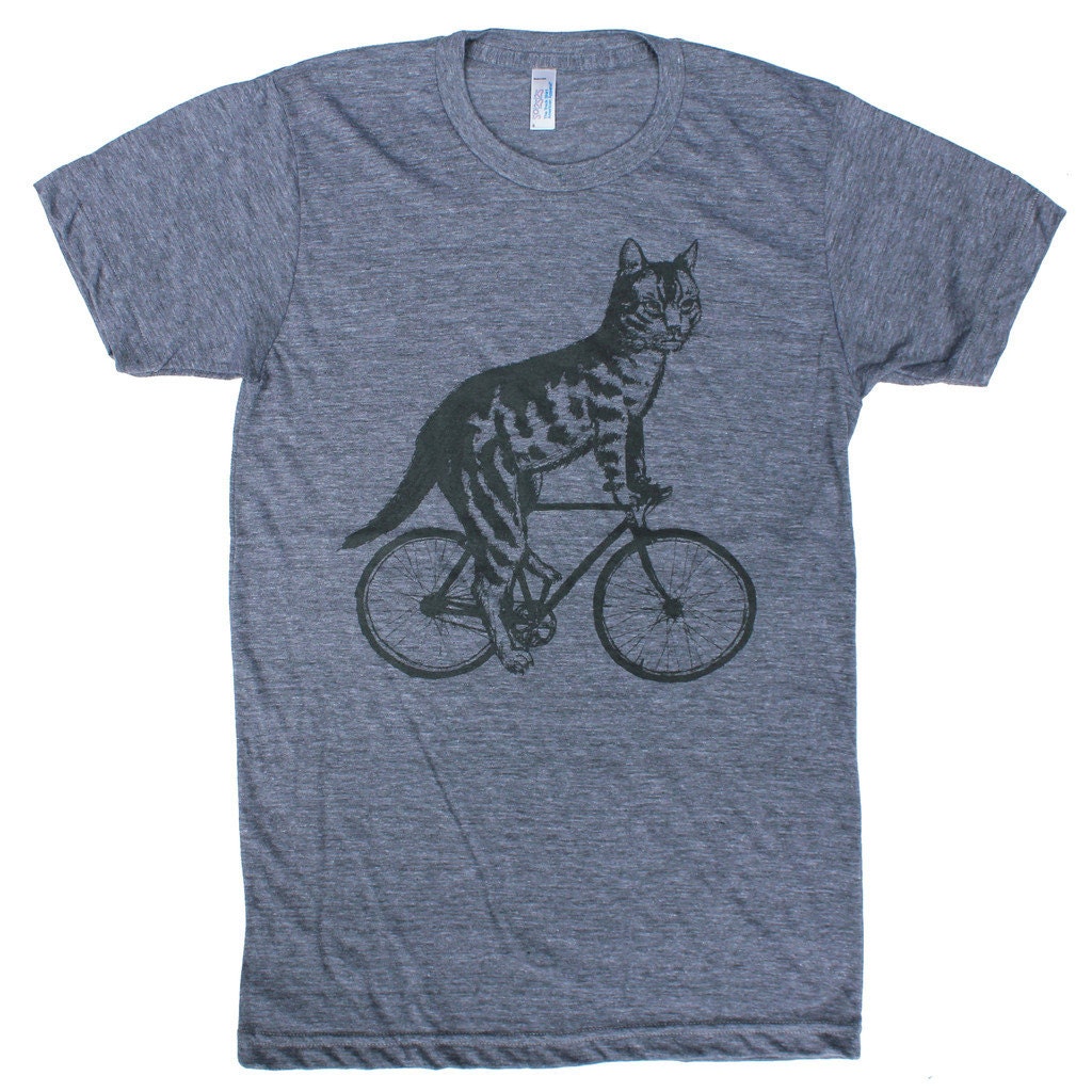 Bicycling Cat Shirt Screen Printed Shirt Unisex T-Shirt | Etsy
