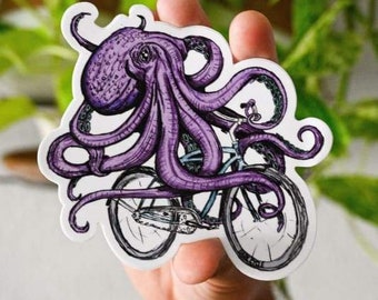 Octopus Sticker - Octopus Vinyl Sticker For Laptops, Cars, Water Bottles - High-Quality, Durable- Gifts For Octopus Lovers