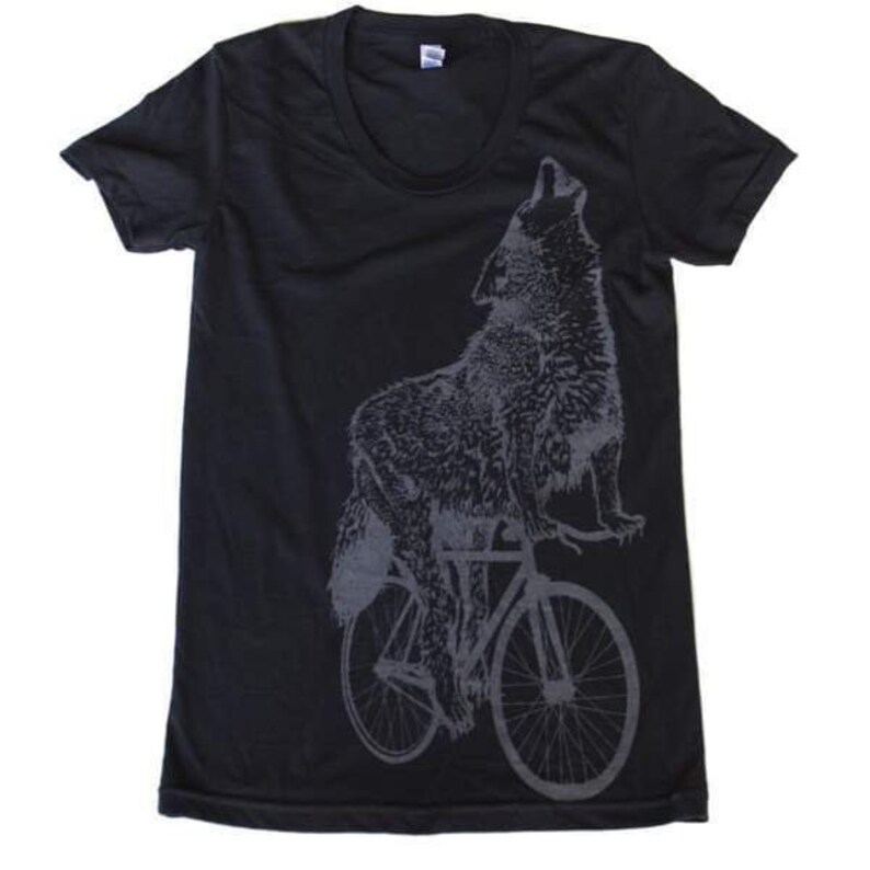 Wolf Shirt Wolf Riding A Bicycle Screen Printed - Etsy