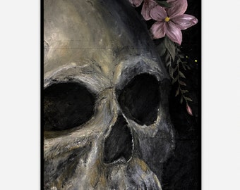Grows Skull & Flowers Vinyl Sticker - Laptop, Car, Water Bottle