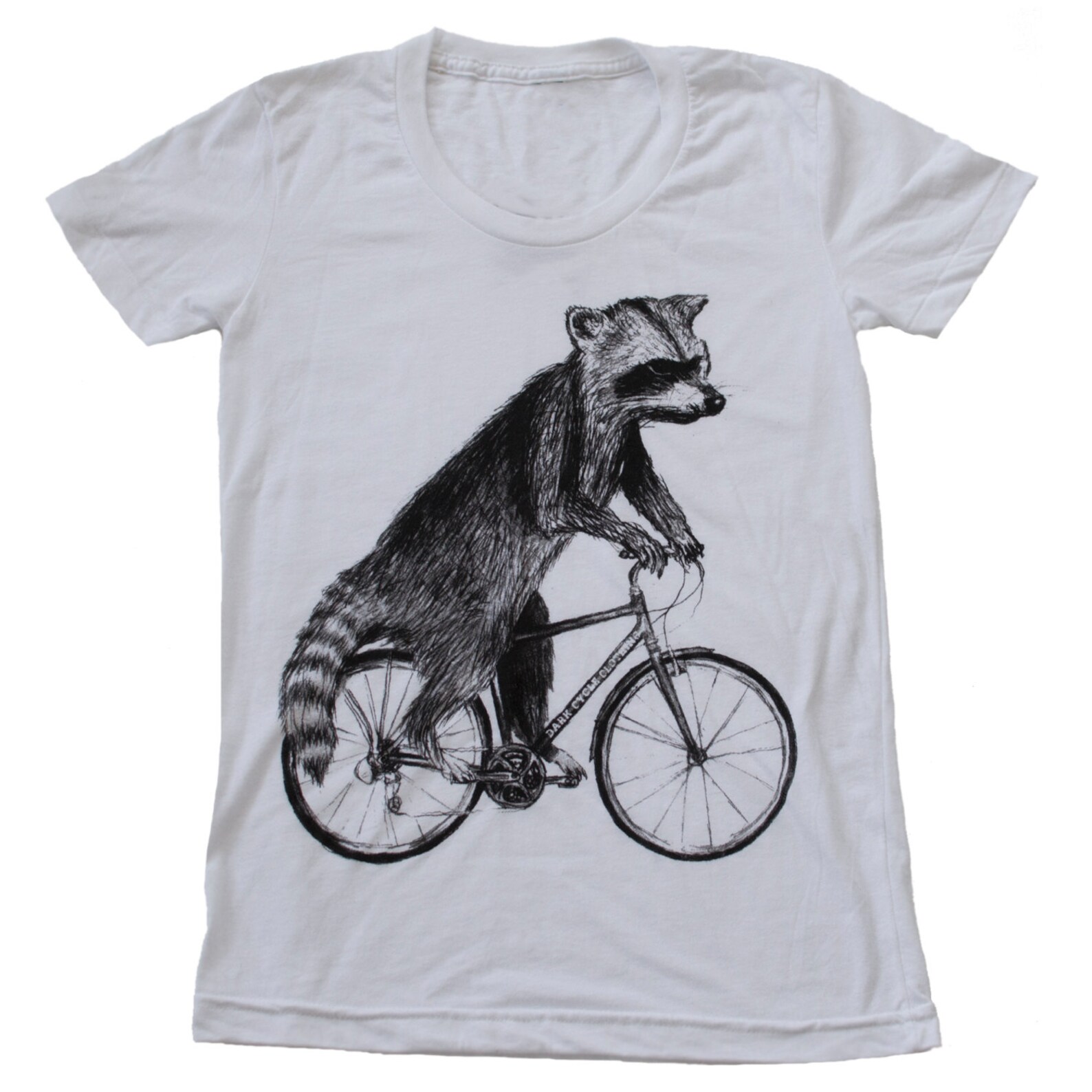 Raccoon Riding A Bicycle Screen Printed Shirt Womens - Etsy