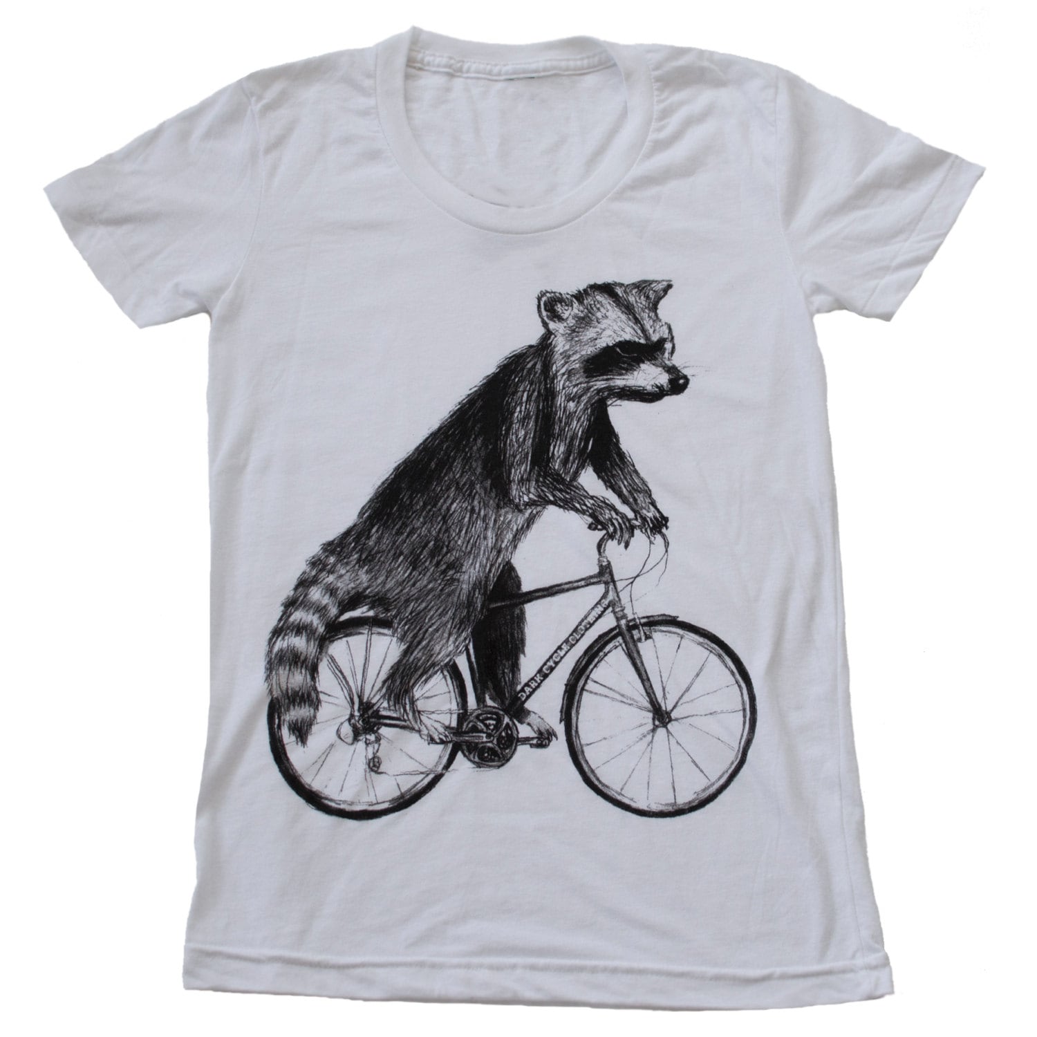 Raccoon Riding A Bicycle Screen Printed Shirt Womens | Etsy