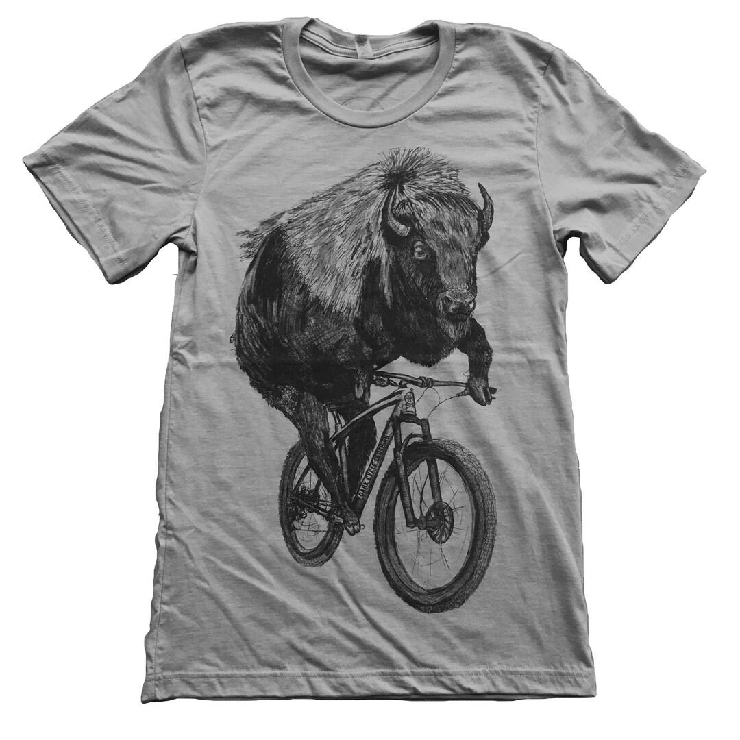 Buffalo Riding A Bicycle Screen Printed Shirt, Unisex Shirt Bike Shirt ...