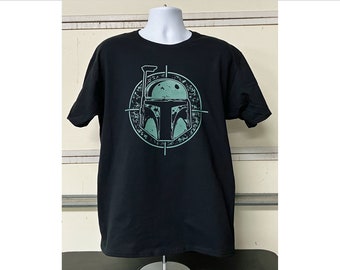 star wars BOBA FETT jango bounty hunter helmet t-shirt screen printed the mandalorian