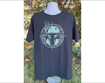 star wars BOBA FETT jango bounty hunter helmet t-shirt screen printed the mandalorian Andor