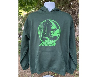 GREEN ARROW tv show hooded sweatshirt screen printed Oliver Queen Stephen Amell