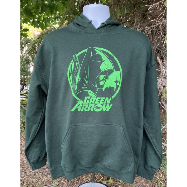 GREEN ARROW tv show hooded sweatshirt screen printed Oliver Queen Stephen Amell