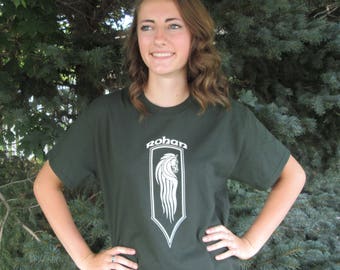 Rohan Banner Horse T-Shirt the Lord of the Rings the hobbit screen printed Forest Green