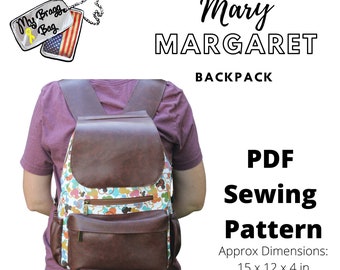 Mary Margaret Sewing PDF Pattern Backpack Removable Flap