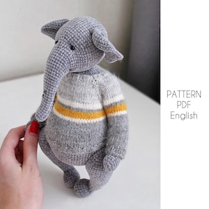 Elephant crochet pattern, crochet elephant, amigurumi elephant, PDF English pattern