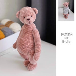 Bear crochet pattern, crochet bear with a sweater, PDF English pattern