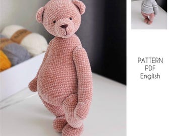Bear crochet pattern, crochet bear with a sweater, PDF English pattern