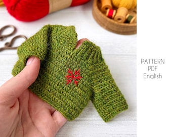 Toy sweater crochet pattern, crochet sweater for doll, PDF English pattern