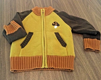 Vintage Noctural Owl Child's Zipper Sweater with Pockets