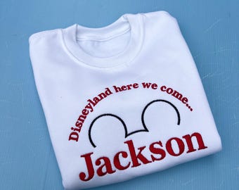 T-shirt ispirata a Minnie Mouse / Disneyland / Disneyworld / Topolino / Rosa / Ricamata / Personalizzata