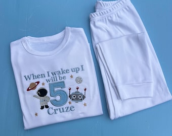 Robot/Space Birthday set | Embroidery | Personalised