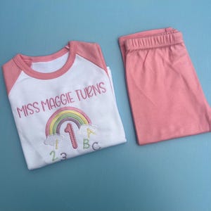 Conjunto de aniversário inspirado na Sra. Rachel | Primeiro aniversário | Quando eu acordo | Menina | Presente | Bordado | Personalizado