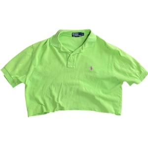 lime green Ralph Lauren cropped polo shirt small