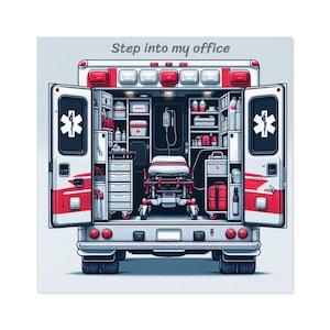 Step into my office ambulance, EMS humor, Paramedic, Emergency Medical Technician Decal.
