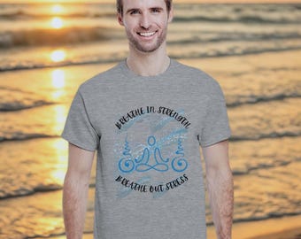 T-shirt « Inspirez, expirez » : T-shirt de yoga 100 % coton